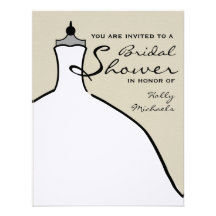 Bridal Shower - Wedding Dress Custom Color Custom Invitations