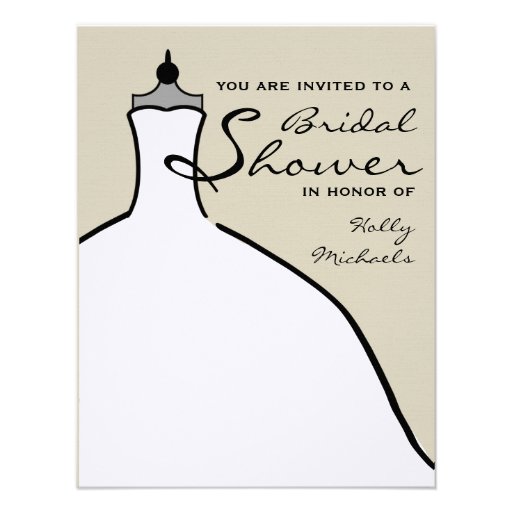 Bridal Shower - Wedding Dress Custom Color Custom Invitations