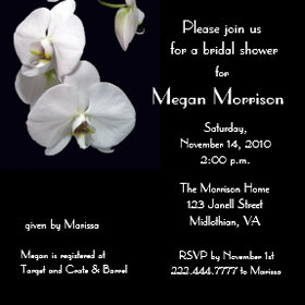 Bridal Shower White Orchid Invitation invitation