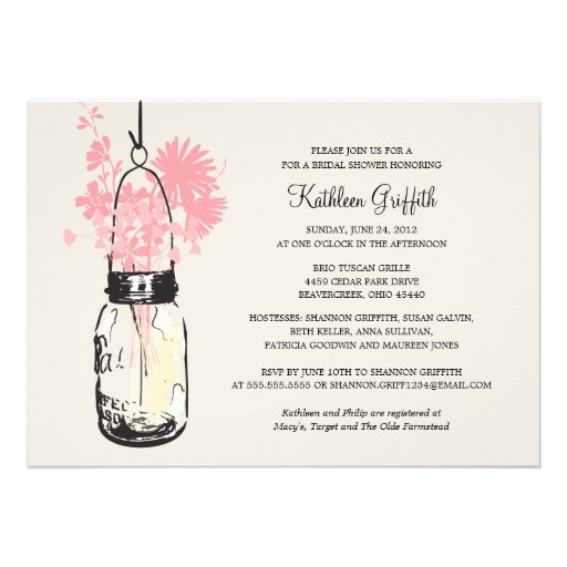 Bridal Shower Wildflowers & Mason Jar Personalized Invite