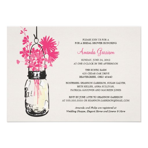 Bridal Shower Wildflowers & Mason Jar Personalized Invitation