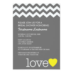 Bridal Shower with modern chevrons and heart Personalized Announcement