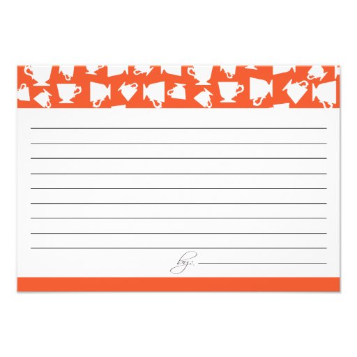 Bridal Tea Recipe Card - Orange