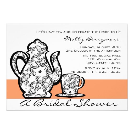 Bridal Tea with Changable Color Personalized Announcements