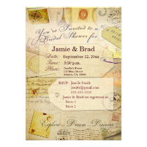 Bridal Travel Shower theme in cocoa and cream invitations