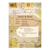 Bridal Travel Shower theme in cocoa and cream invitations