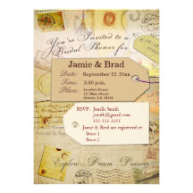 Bridal Travel Shower theme in cocoa and cream Invite