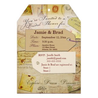 Bridal Travel Shower theme in cocoa and cream Invite