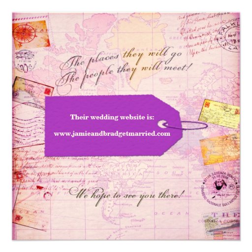 Bridal Travel Shower theme in pink and purple Announcements