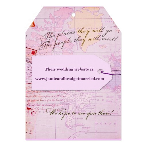 Bridal Travel Shower theme in pink and purple Custom Announcements