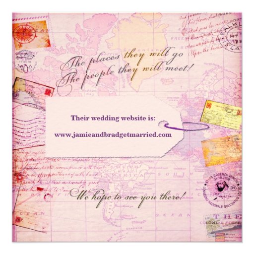 Bridal Travel Shower theme in pink and purple Personalized Invitation