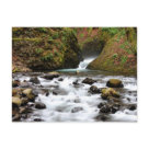 postcard - Bridal Veil falls is a lovely waterfall tucked away along the Historic Columbia River Hwy in Oregon, not far off of the road.  This image is taken of part of the cascading water further down from the falls as it makes its way towards a bridge and beyond.  One of the popular stops along with Multnomah Falls, this one is extra nice because the park it is found in, also has a public bathroom, just in case you were thinking about visiting.  Taken in late January, the waters are still quite powerful and always beautiful.   Also available in black & white.