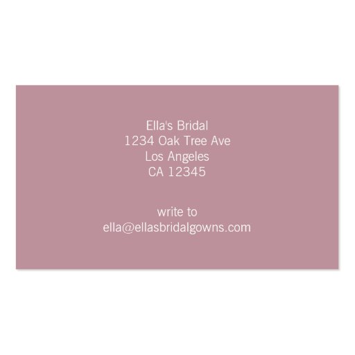 Bridal Wedding Gown Business Card (back side)