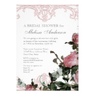 Bridal Wedding Shower Invite, Trellis Rose Vintage