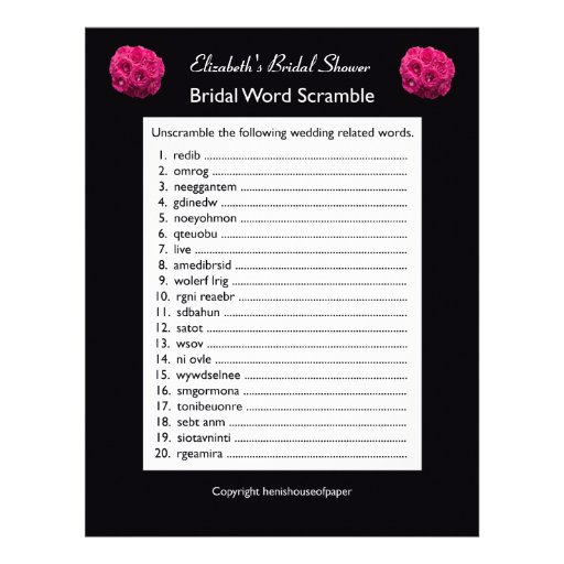 Wedding Related Words Games