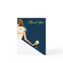 Bridal wine brunette on navy greeting cards