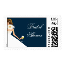Bridal wine brunette on navy stamps