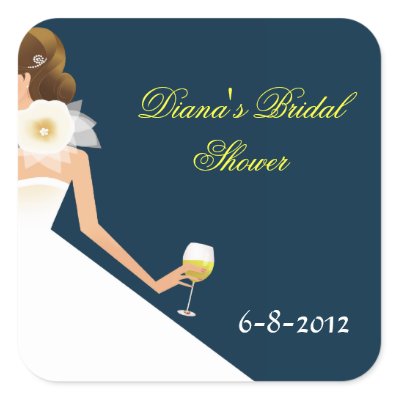 Bridal wine brunette on navy stickers