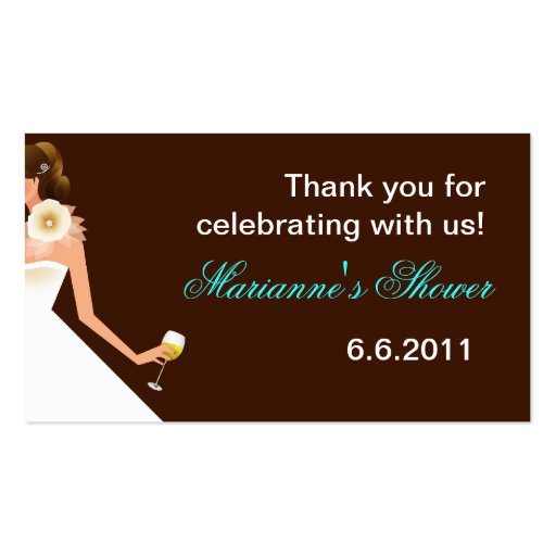 Bridal Wine Invitation (Brunette on brown w/white) Business Card Template (front side)