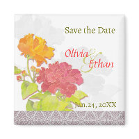 BridalHeaven Damask Peony Save the Date Invitation magnet