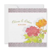 BridalHeaven Elegant Peony & Damask Wedding Invite invitation