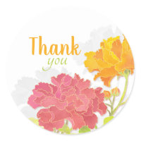 BridalHeaven Peony & Damask Wedding Thank You sticker