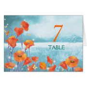 BridalHeaven Red Poppy Wedding Table Number Cards card