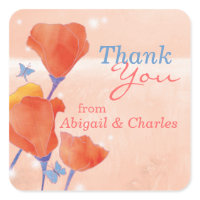 BridalHeaven Red Poppy Wedding Thank You Stickers sticker