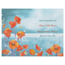 BridalHeaven Red Teal Poppy BiFold Wedding Program Flyers