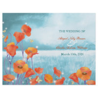BridalHeaven Red Teal Poppy BiFold Wedding Program flyer