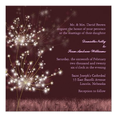 BridalHeaven Twilight Dandelion Fall Wedding Custom Invitation