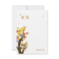 BridalHeaven Whimsical Trees Monogram RSVP(3.5x5) invitation