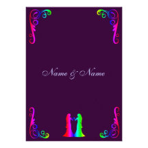 Bride and Bride - Rainbow and Purple Wedding Custom Announcements