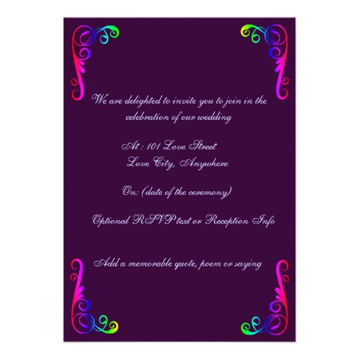 Bride and Bride - Rainbow and Purple Wedding Custom Announcements