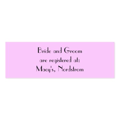 Bride and Groom are registered at:... Business Card Template