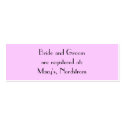 Bride and Groom are registered at:... business cards
