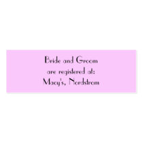 Bride and Groom are registered at:... business cards