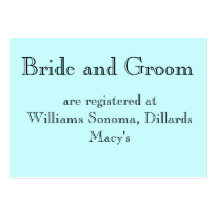 Bride and Groom, are registered at... Business Card Template