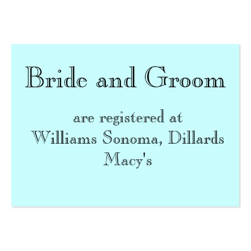 Bride and Groom, are registered at... Business Card Template (front side)
