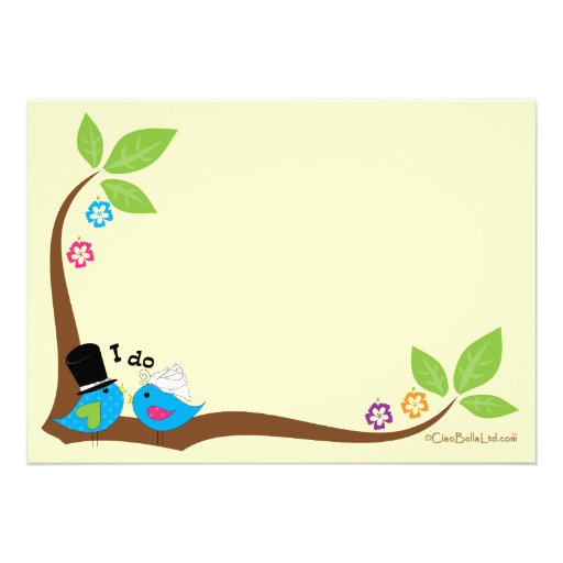 Bride And Groom Blue Birds Of Happiness Announcements