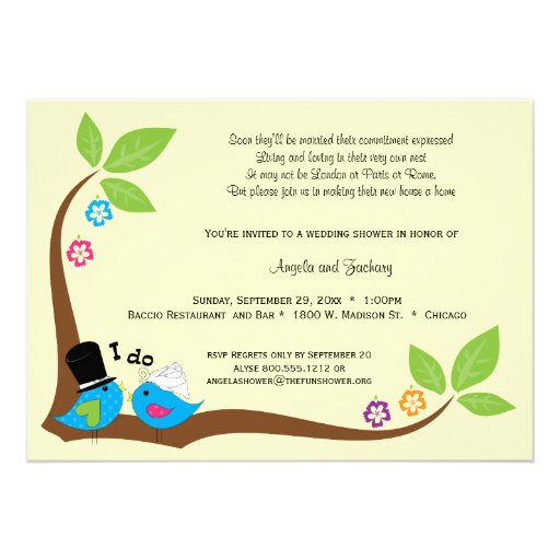 Bride And Groom Blue Birds Of Happiness Announcements