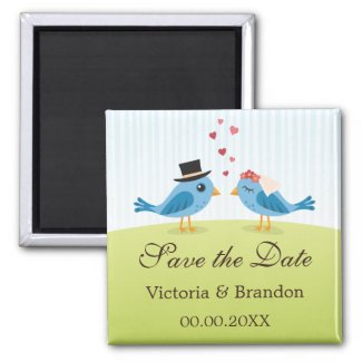 Bride and groom blue birds Save the Date magnet magnet
