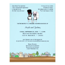Bride And Groom Boston Terrier Wedding Shower Personalized Announcement