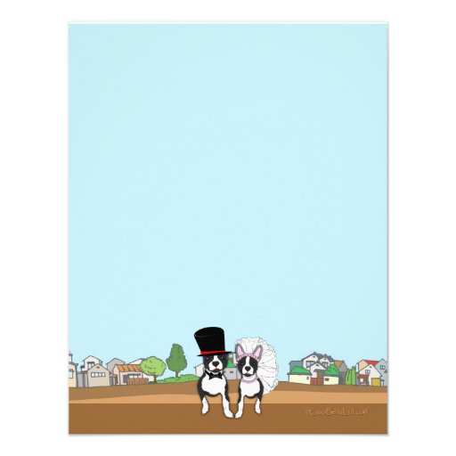 Bride And Groom Boston Terrier Wedding Shower Personalized Announcement