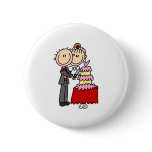 Bride And Groom By The Wedding Cake Button