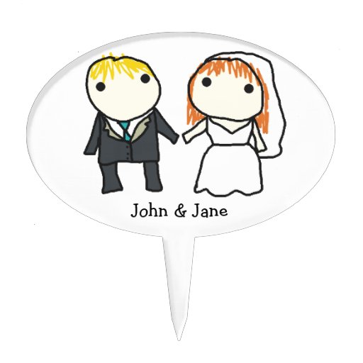 Bride and Groom Cartoon Wedding Cake Topper Zazzle
