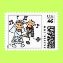 Bride and Groom Celebrate postage by TheBridalShop Bride and Groom Celebrate postage