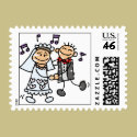 Bride and Groom Celebrate postage