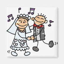 Bride and Groom Celebrate Refrigerator Magnets