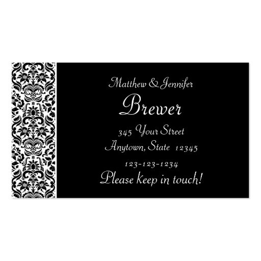 Bride and Groom Contact Information Card Business Card Templates (front side)